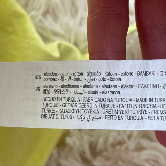 Zara one shoulder crop top cotton size zipper yellow cotton size XS - Picture 6 of 6